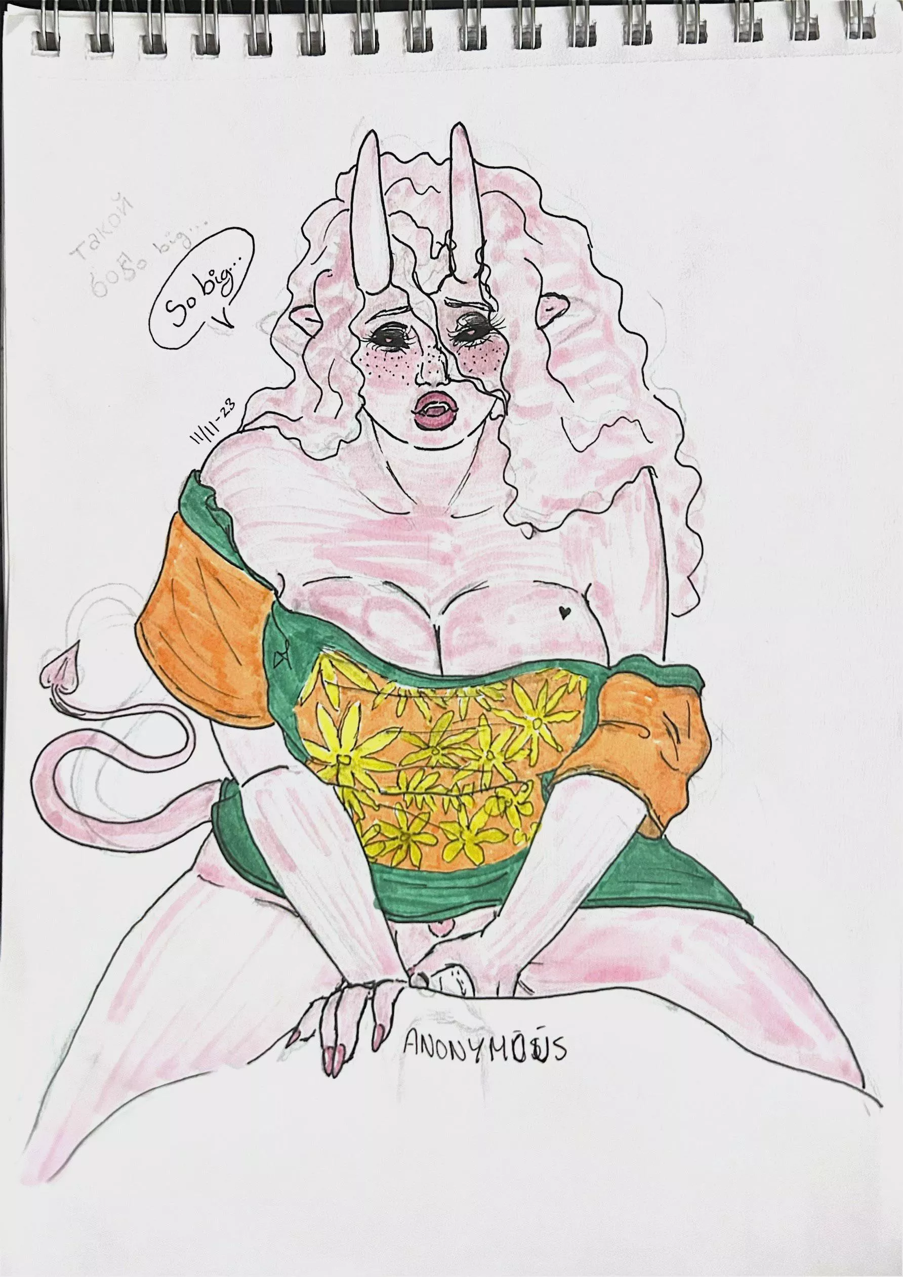 Georgina the pink tiefling (Art by @findmyfamiliar)
