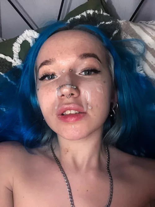 My face is once again adorned with cum