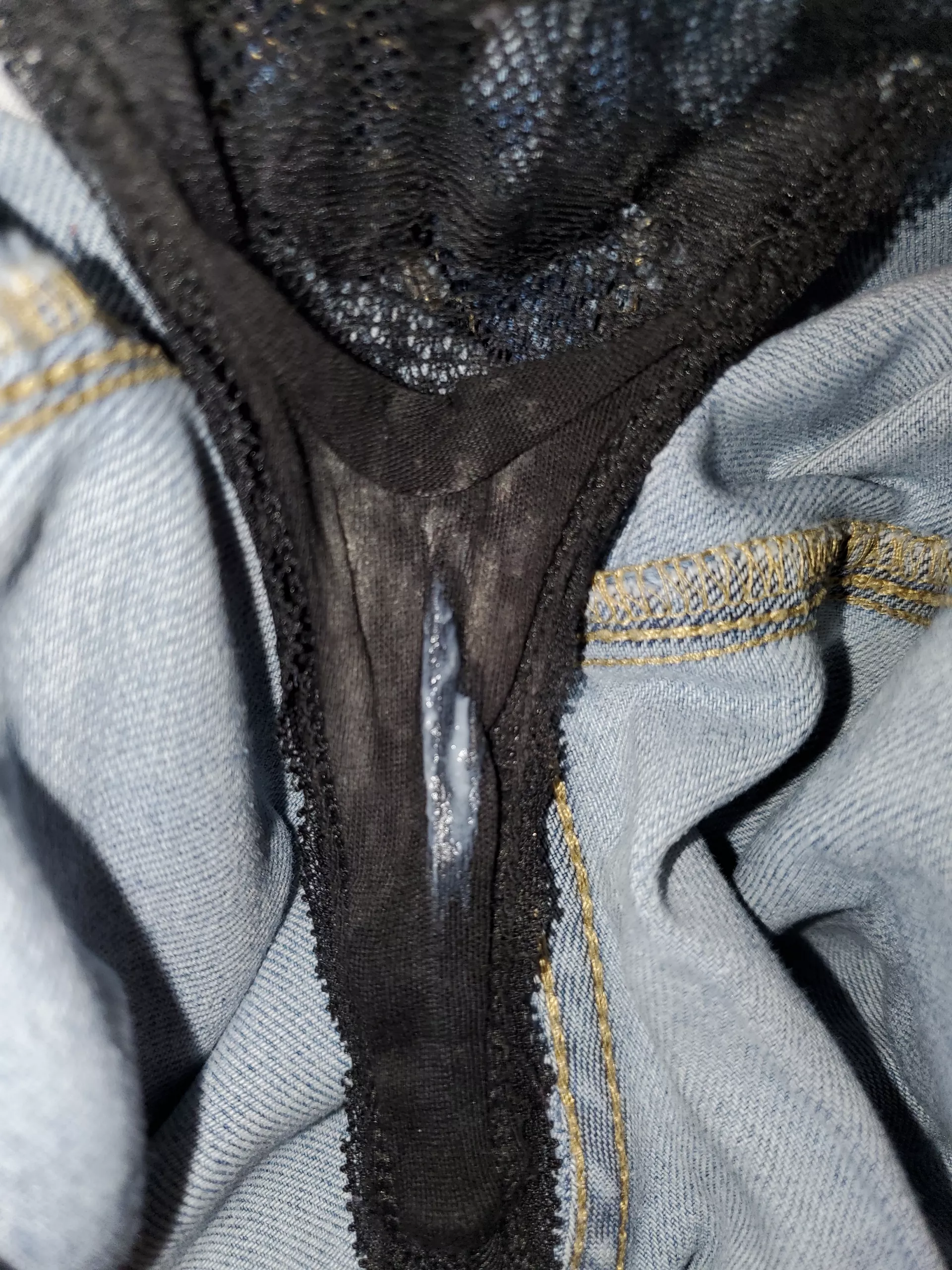 Wet and creamy in an XS black lace thong!!!😋