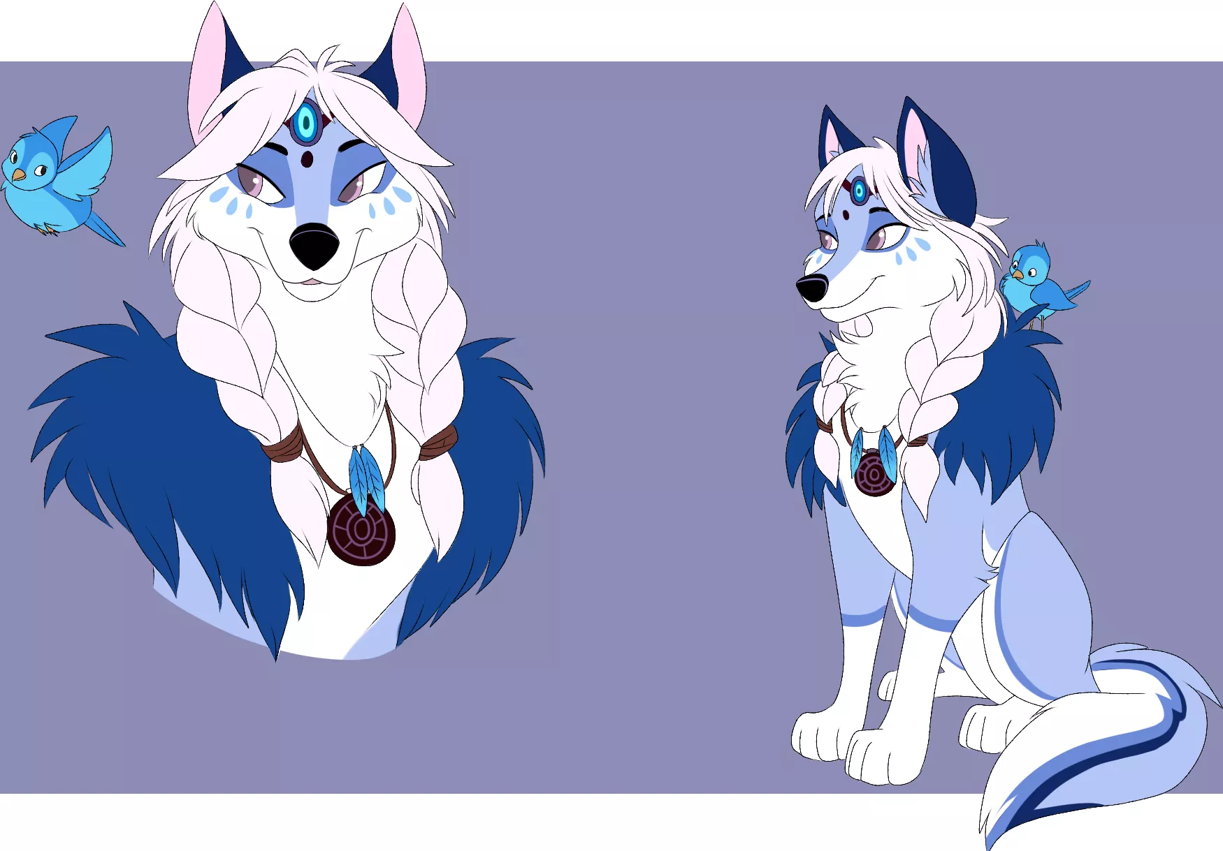 Wolf Queen and Birb Friend - Adoptable (Art & Design by Me!)