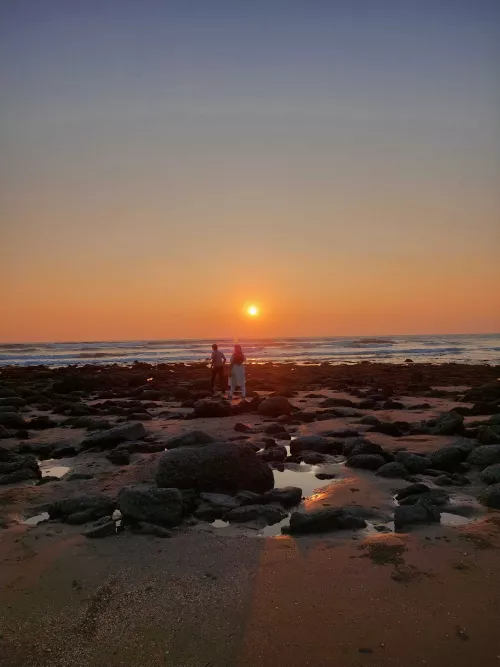 A calm November sunset by the beach