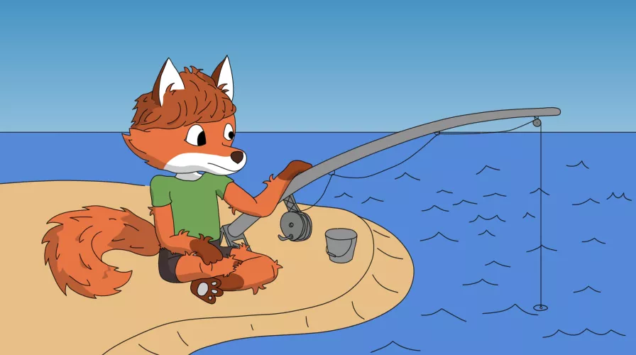 A fishing fox. What should his name be? (OC)