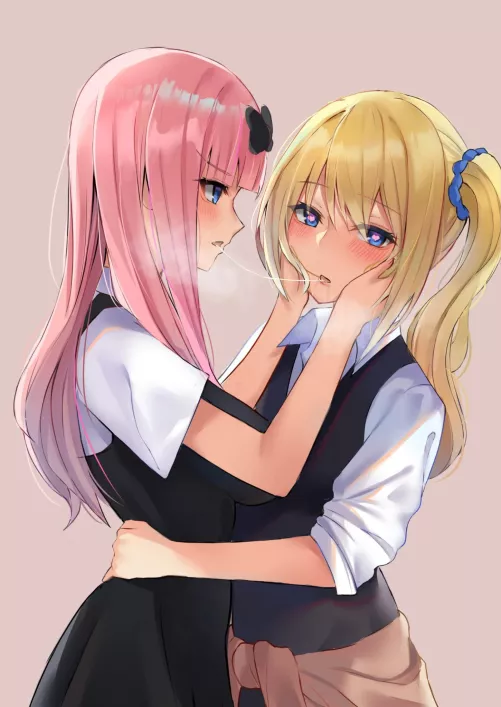 Chika and Hayasaka kissing (By Ming@M2) [Kaguya-Sama: Love is War]