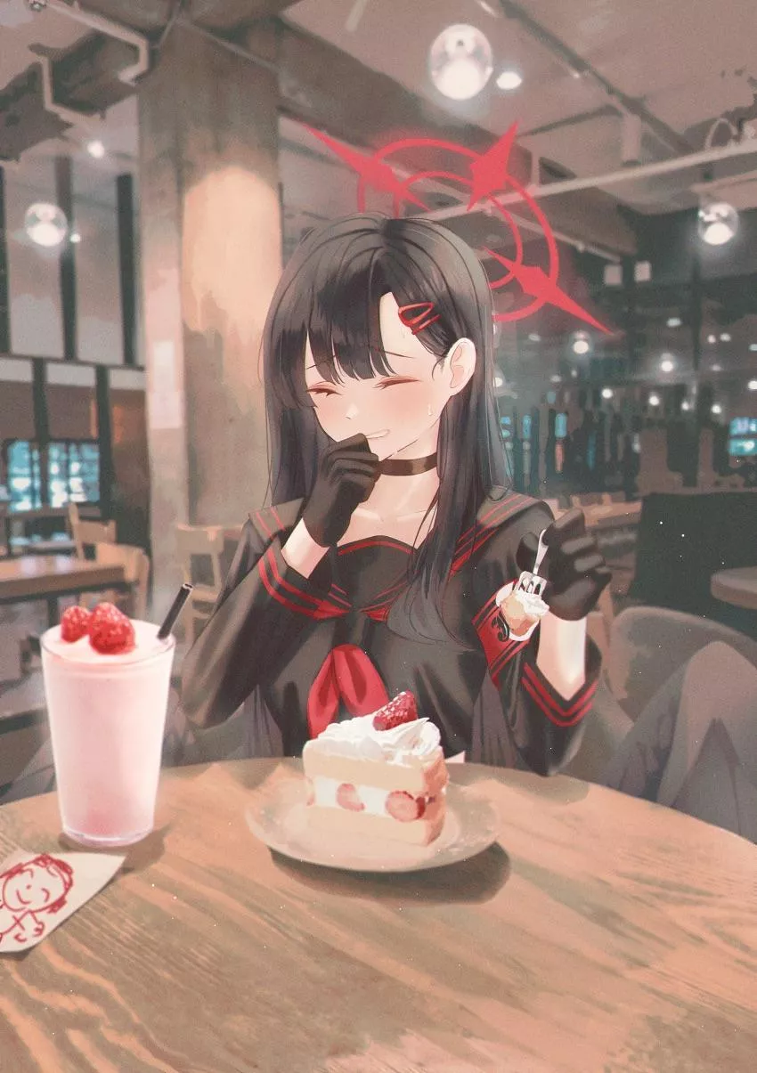 Cute waifu with cake
