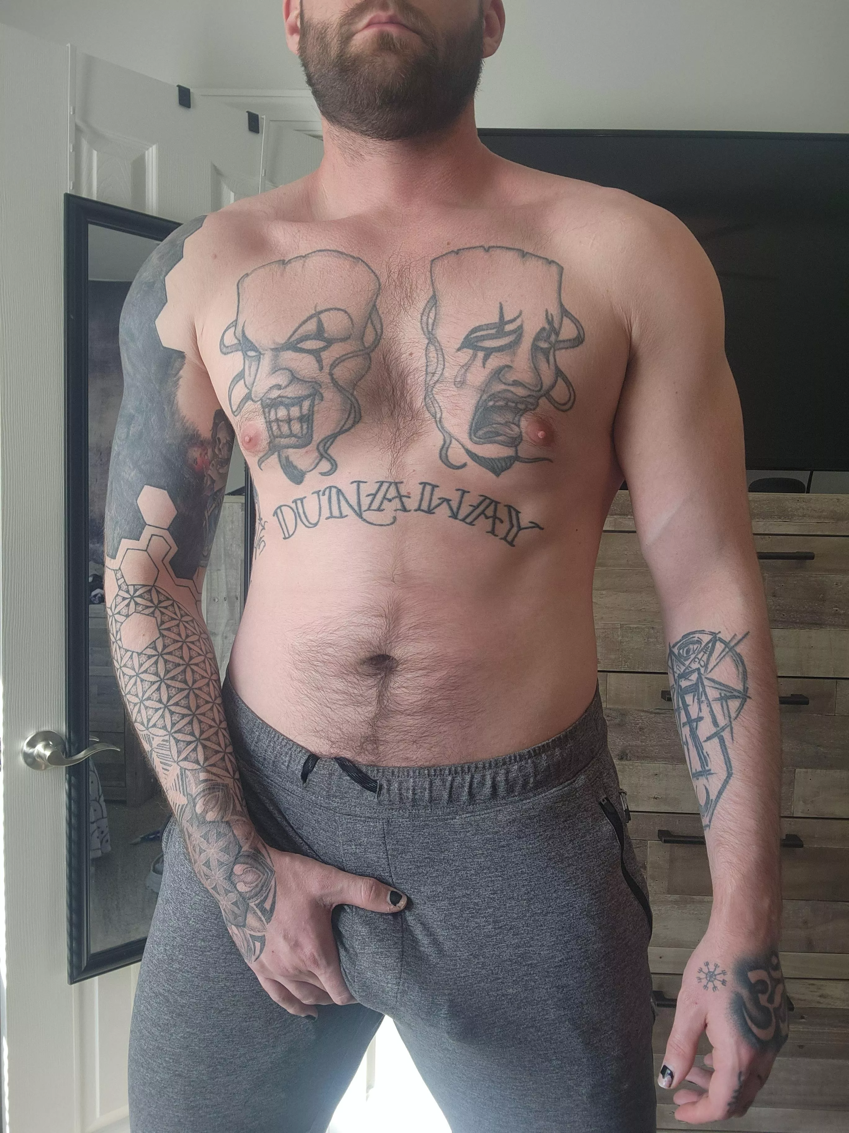 Grey sweatpants season is year round