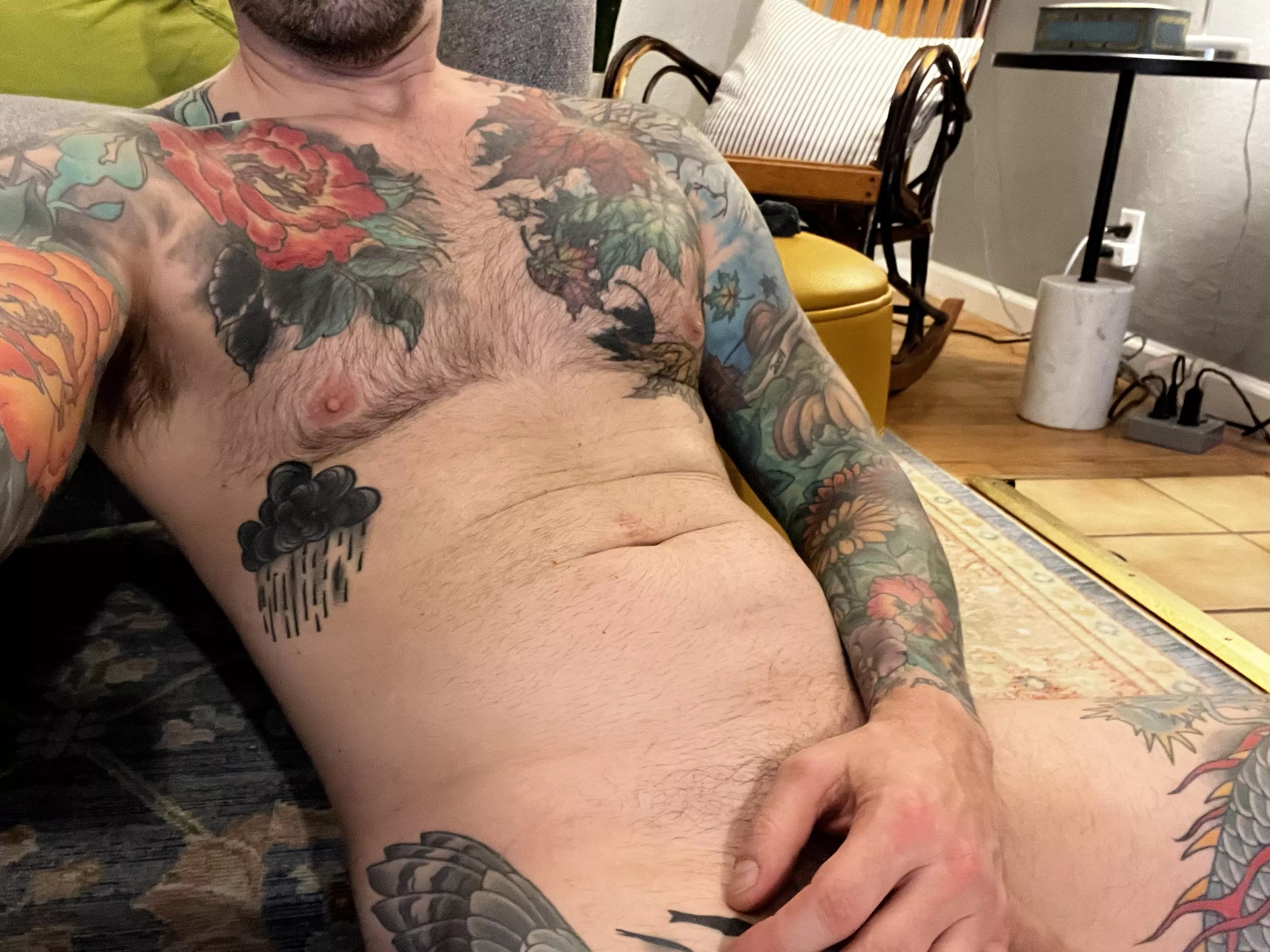 It’s a naked hockey watching evening