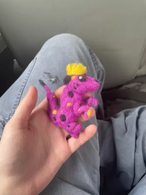 My partner made a felt thing of my fursona a while ago and now I’m taking them with me everywhere <3