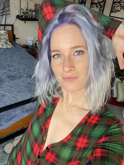 Purple Hair + Christmas Jammies