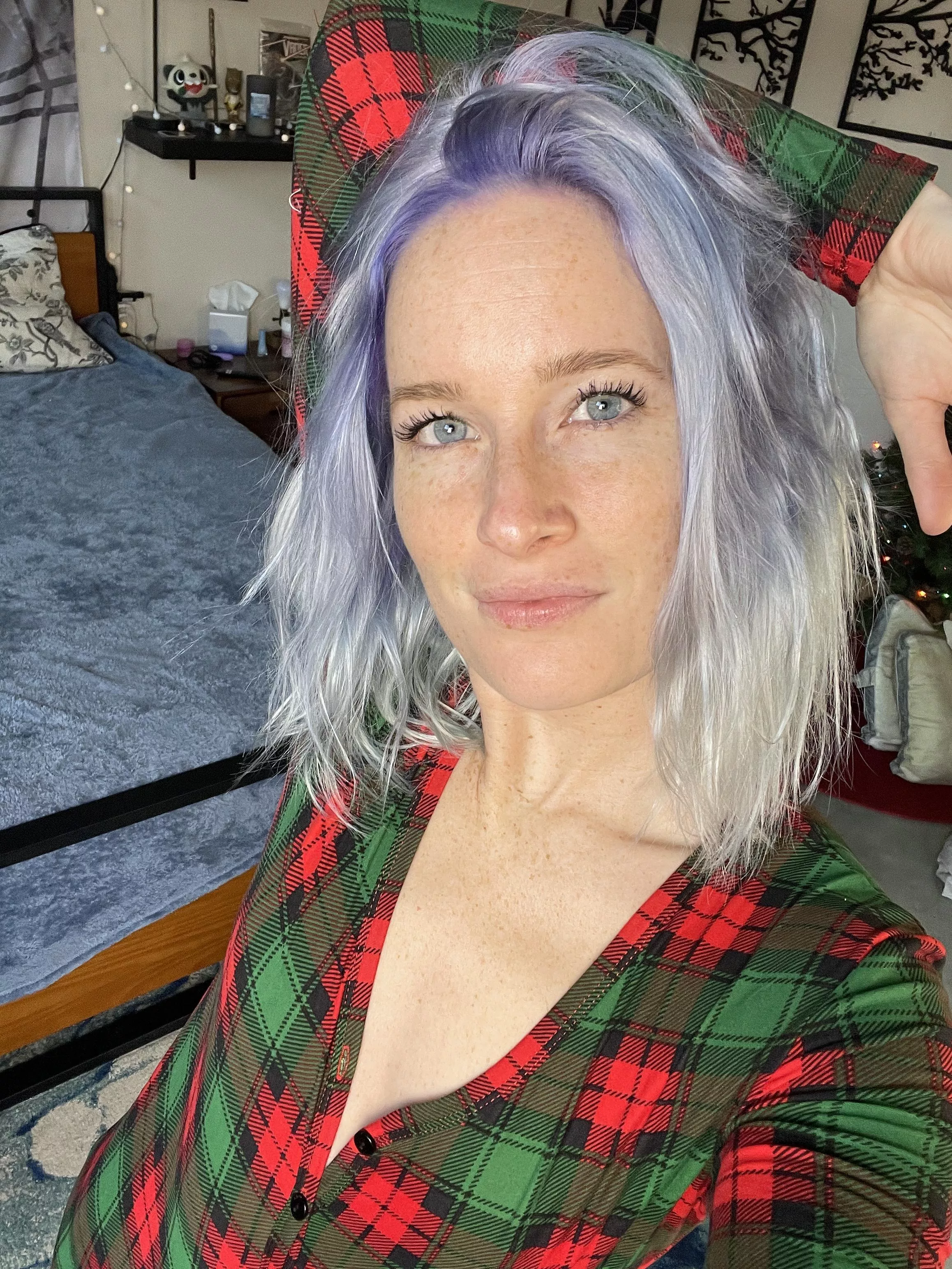 Purple Hair + Christmas Jammies
