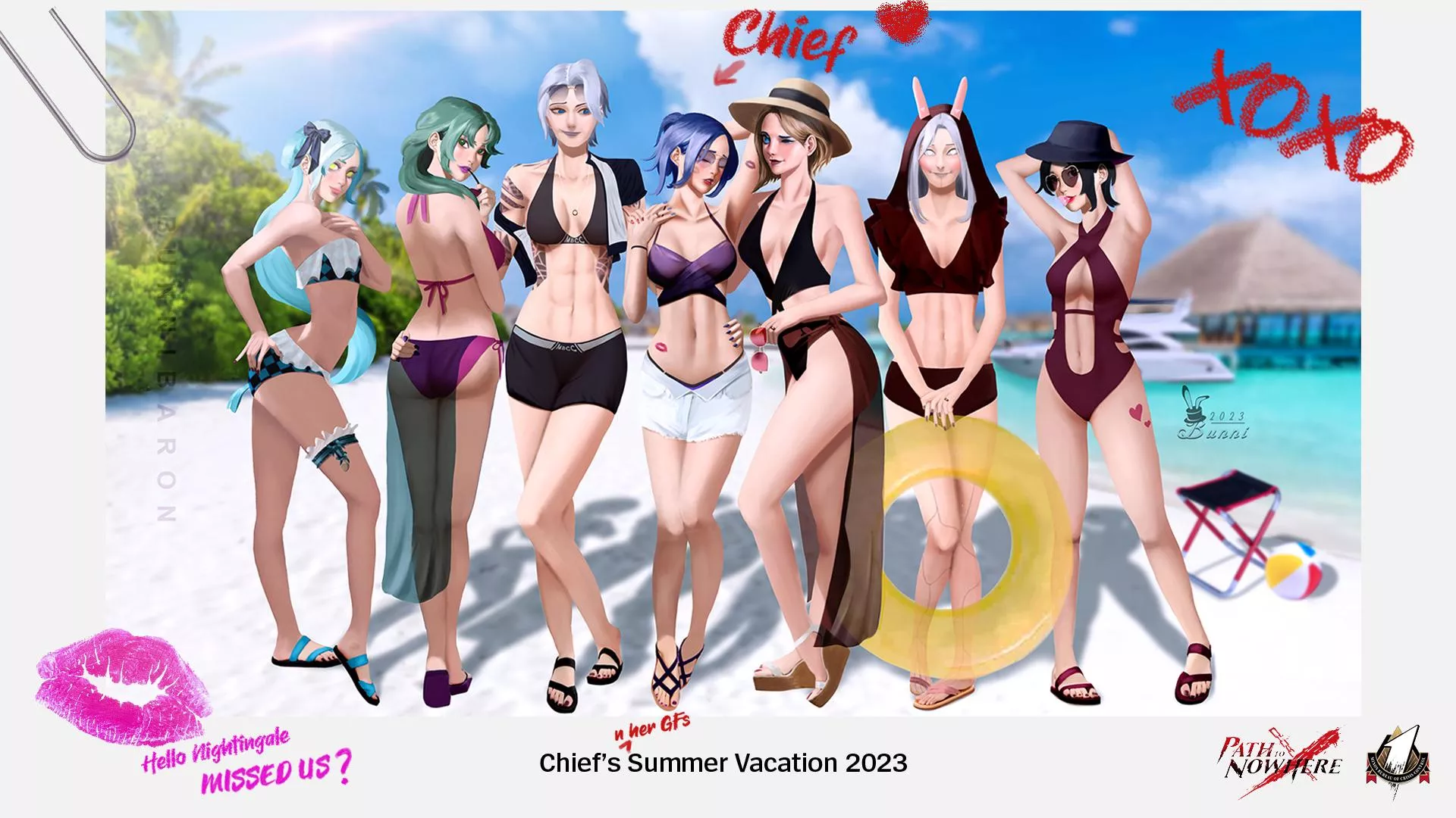 Sinners' Summer Vacation Postcard (Path to Nowhere Fanart) [Original Content]