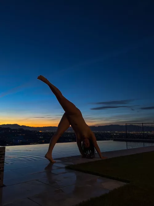 yoga at sunset post skinny dipping is good for the soul