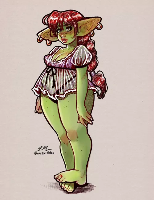 A goblin, by @em_scribbles