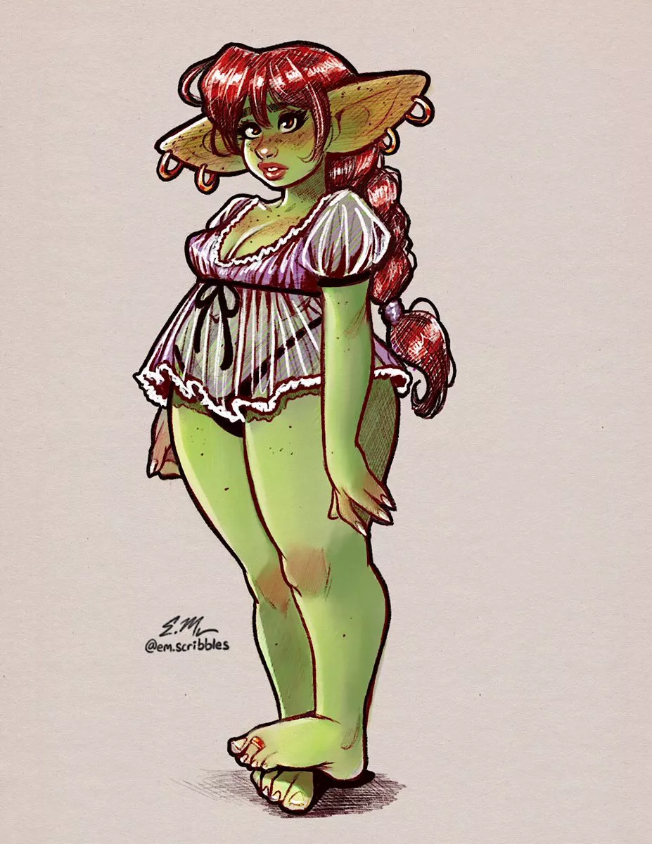 A goblin, by @em_scribbles