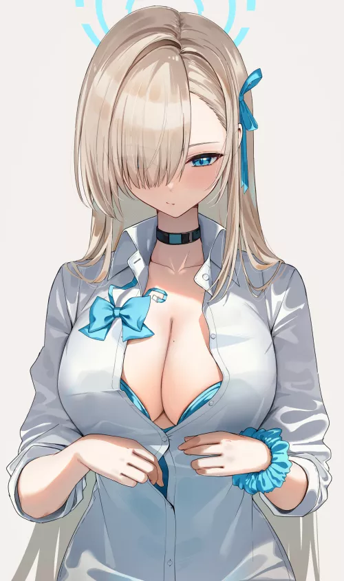 Asuna partially unbuttoned shirt (Auu_i1225) [Blue Archive]