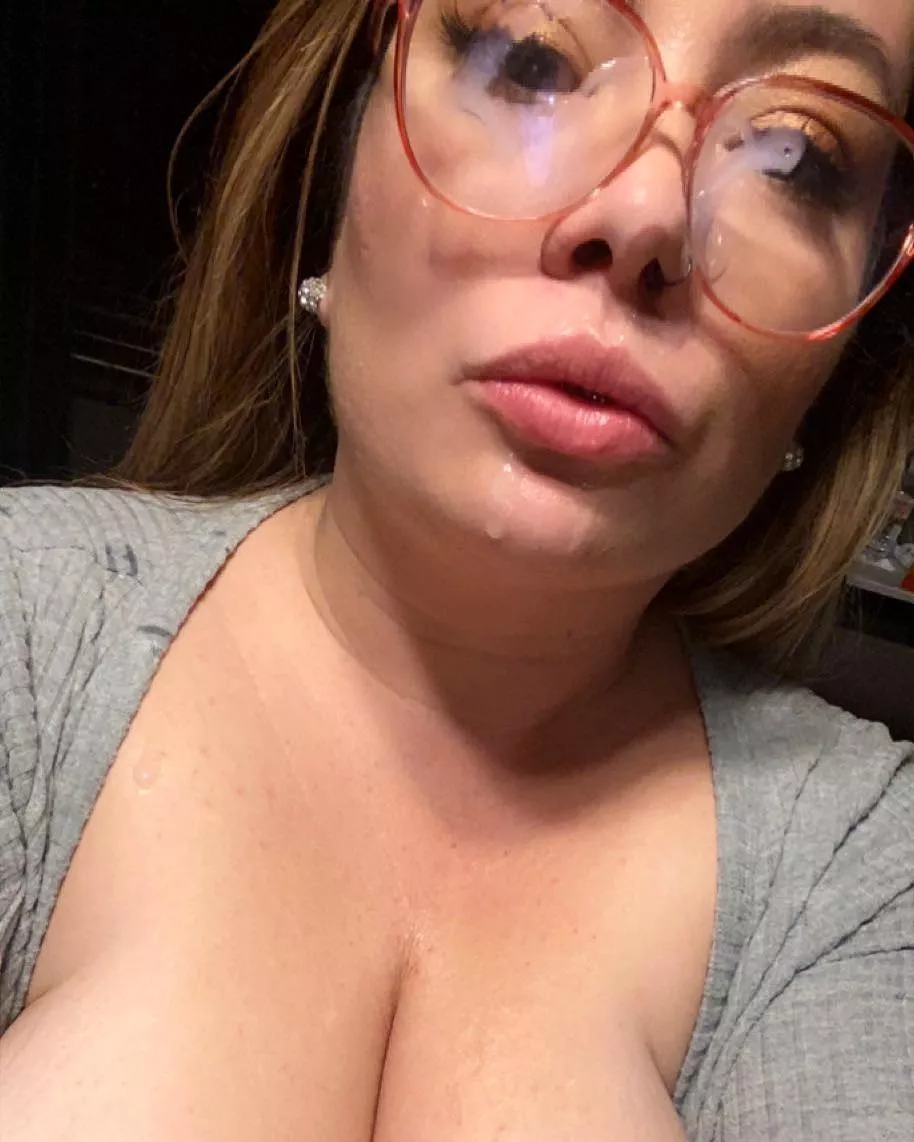 Glasses covered in cum