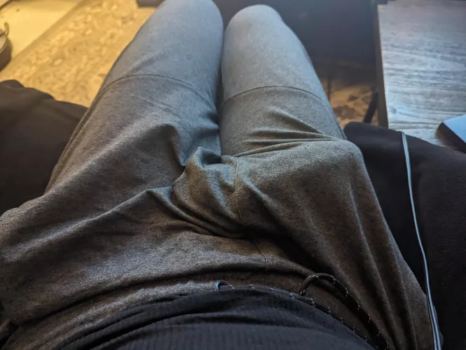 I love wearing my gray joggers.