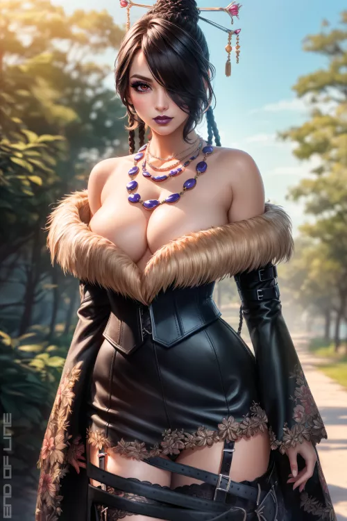 Lulu, the hottest of Black Mages. AI with photoshopping and editing by me.