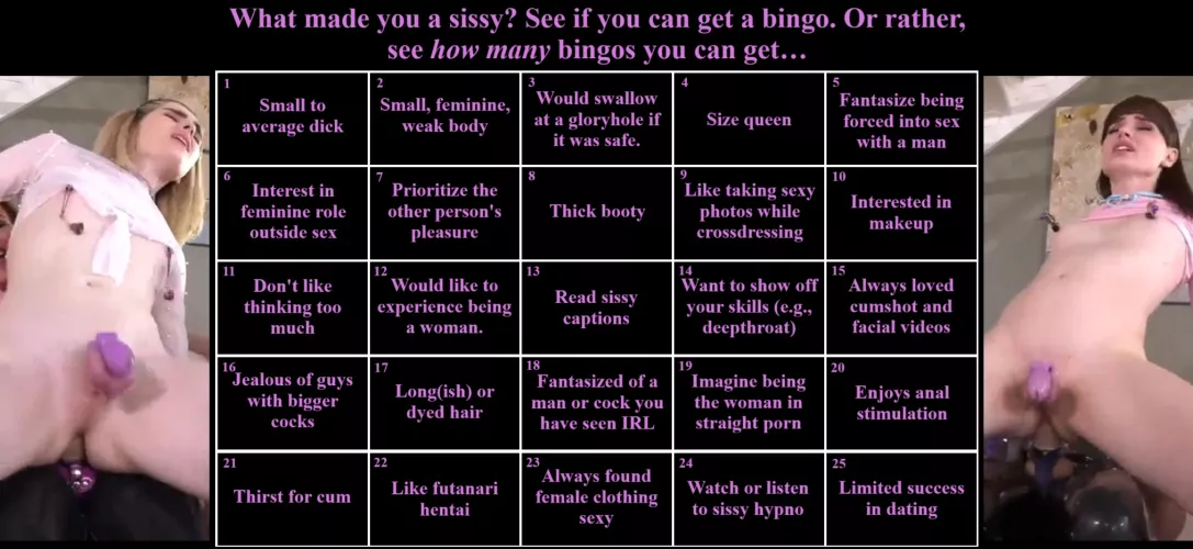 Sissy bingo! I got one, can you do better?