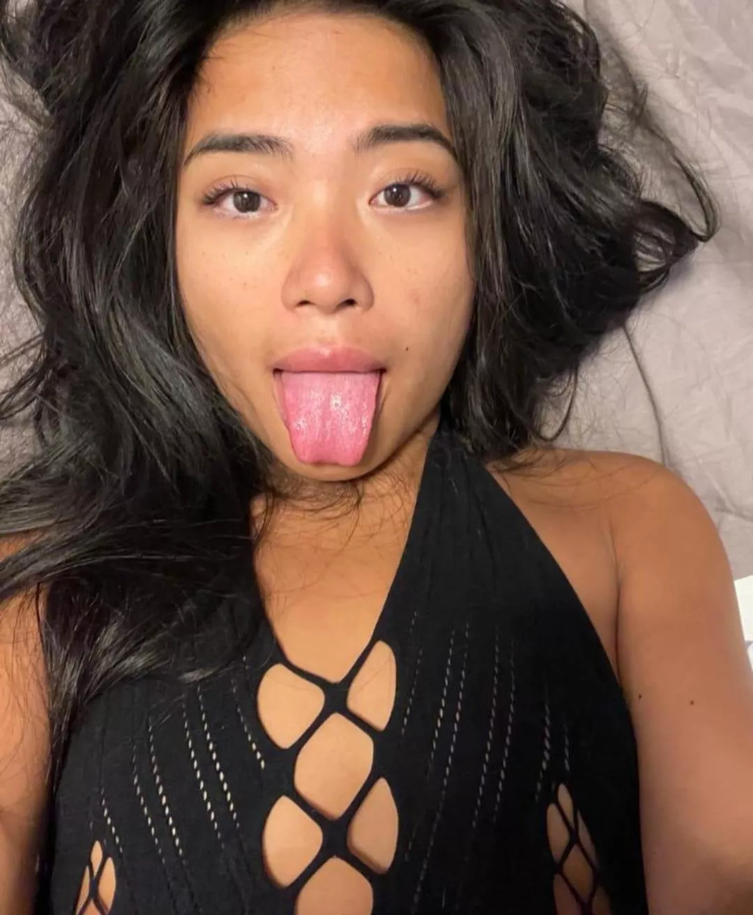 tongue out and ready to swallow all of it
