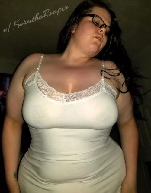 What got your attention first, my wide curvy hips or my areolas trying to peek through?