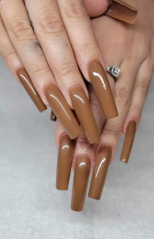 Brown tapered square 💅🏻