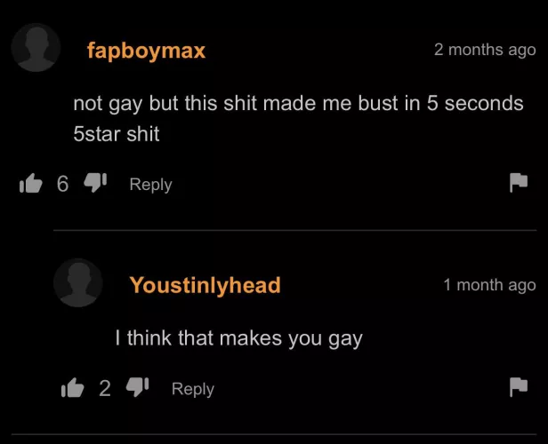 Commented under a video of 2 latin dudes having oral sex