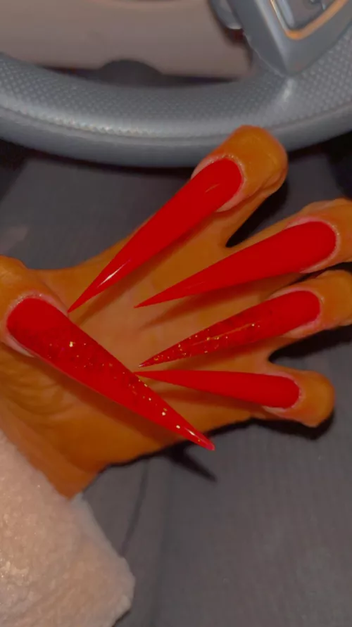 I love my long red nails, but what’s your favourite colour nails?