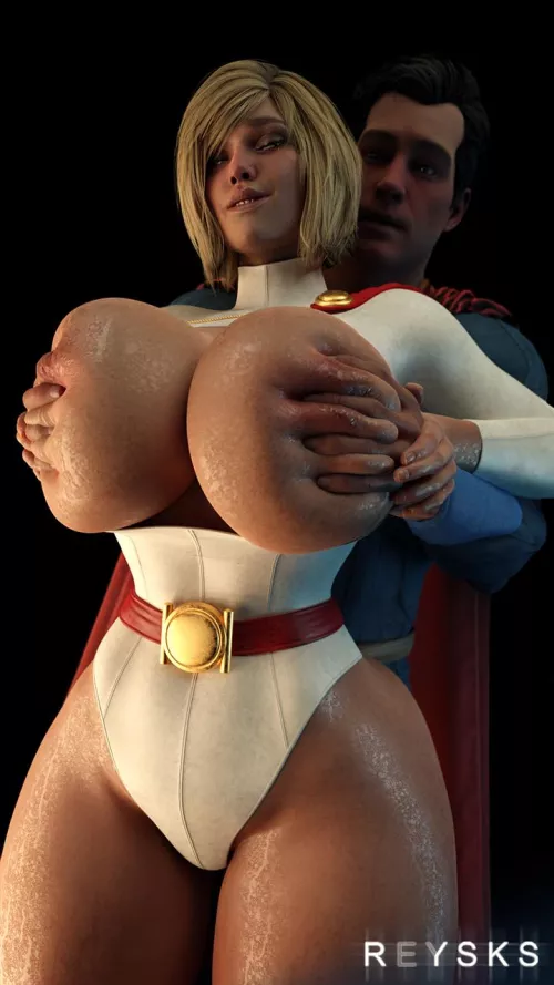 Superman Grabbing Power Girl's Huge Boobs (Rysketches) [DC]