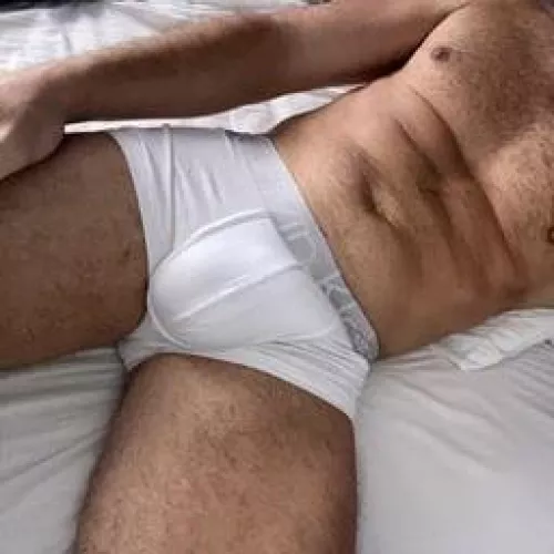 [28] Do you like my bulge in white underwear?