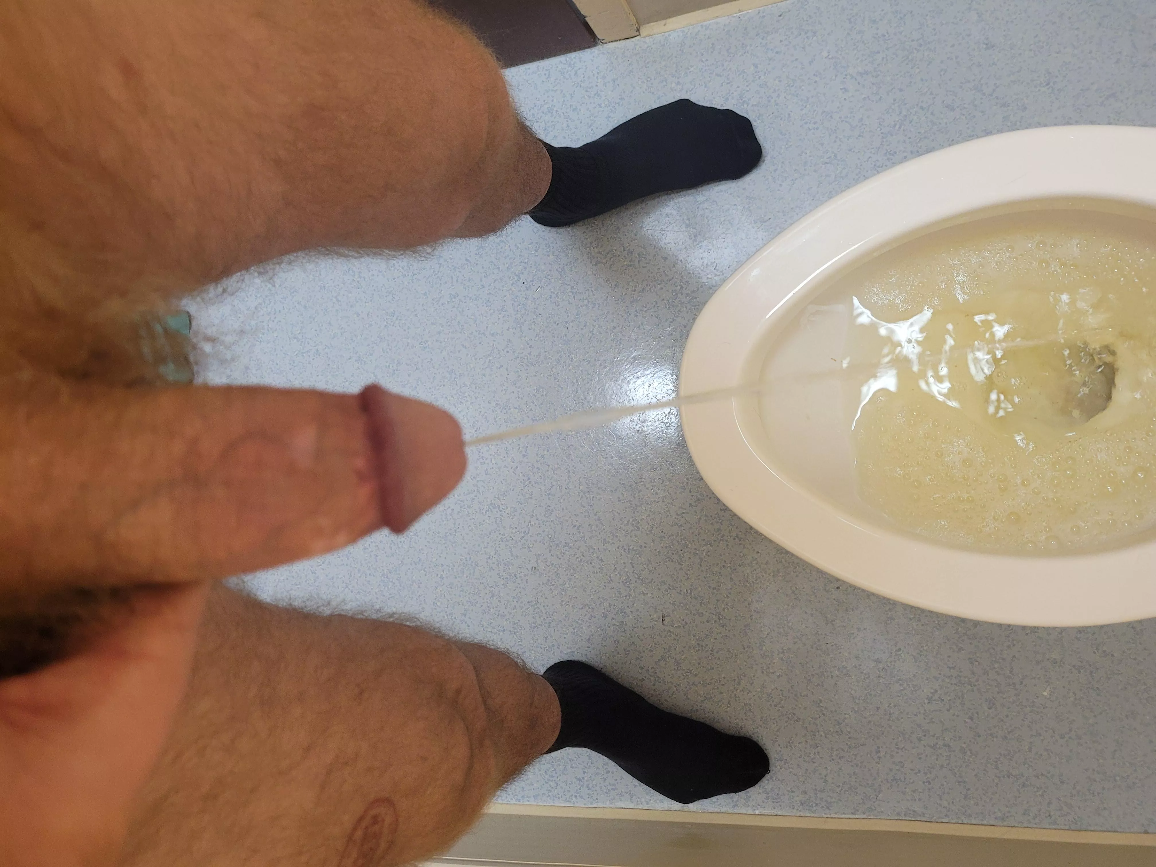 Naked piss at work