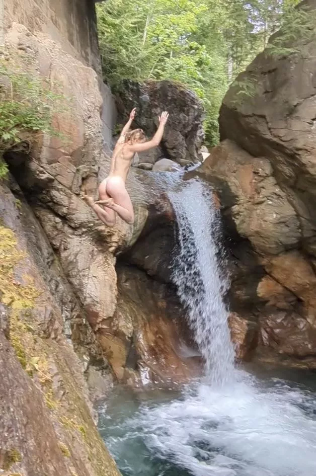 Skinny dipping in the waterfall