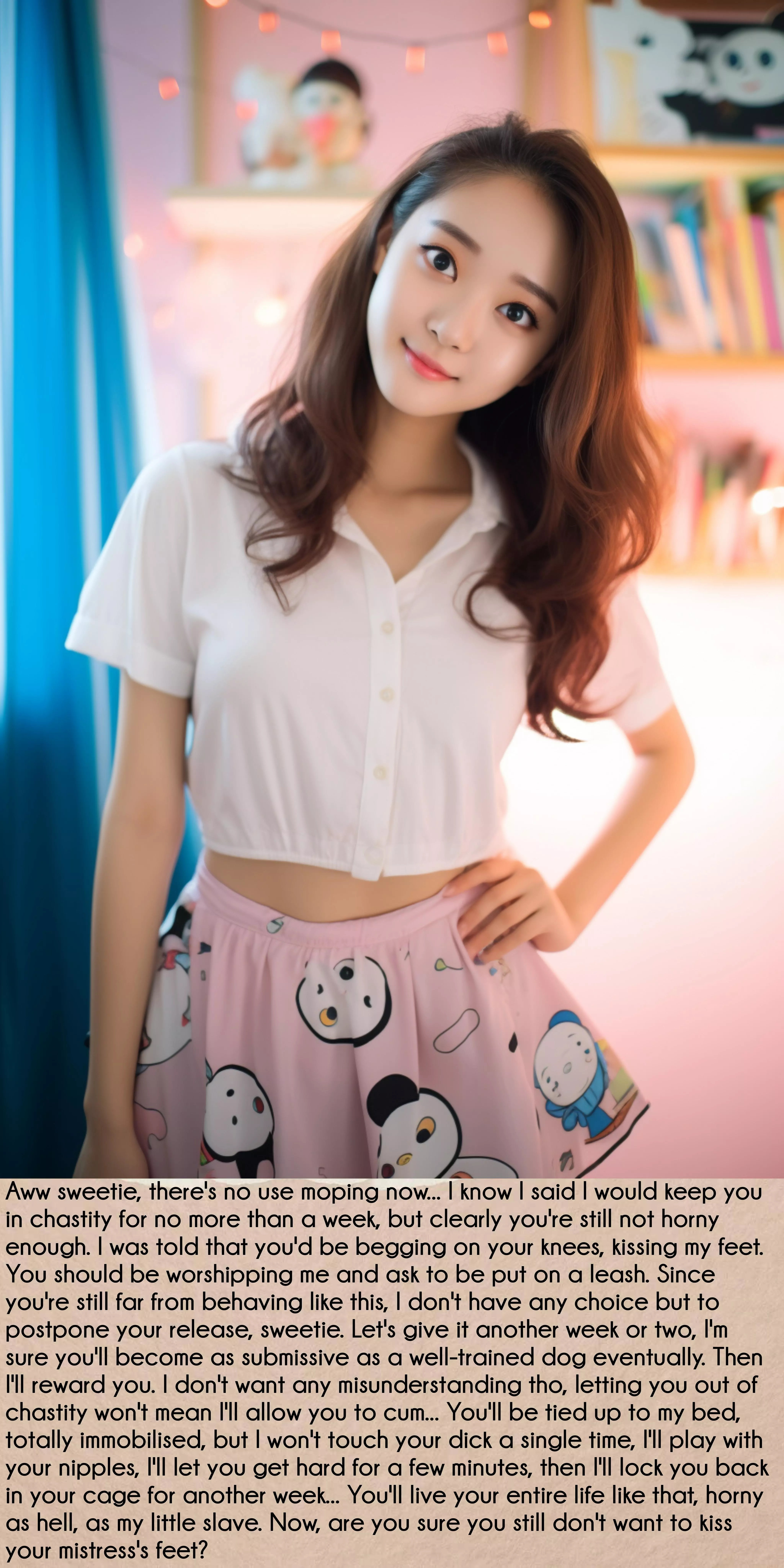 The cage stays on, you're clearly not horny enough yet