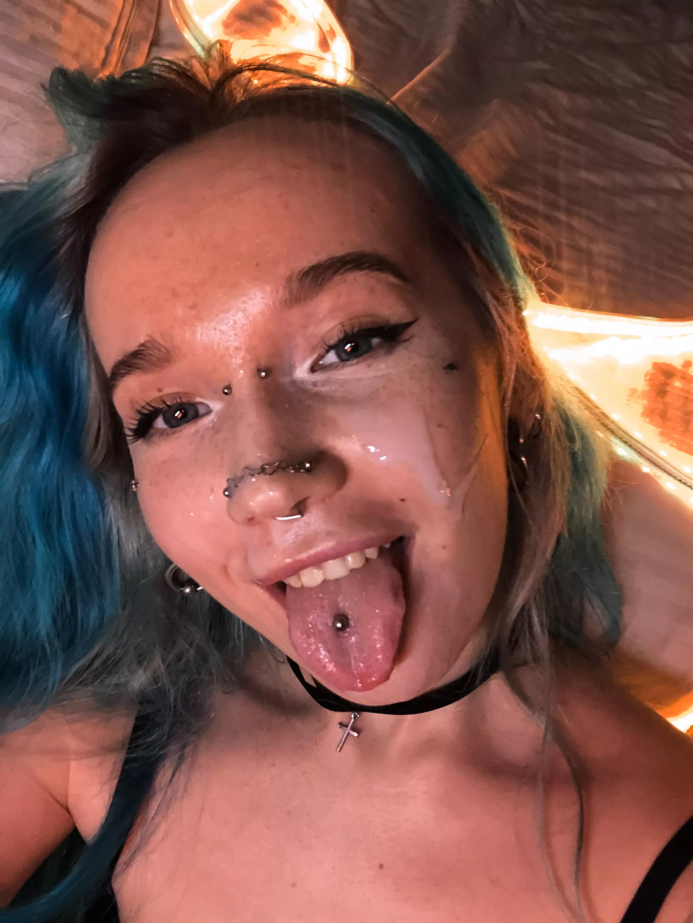 A little cum on my face doesn't hurt sex.