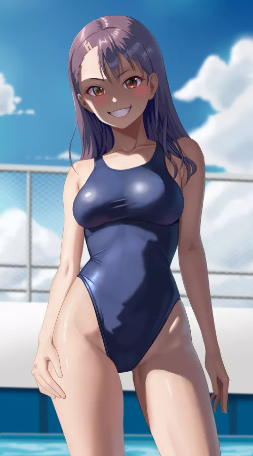 Confident Nagatoro In Her School Swimsuit