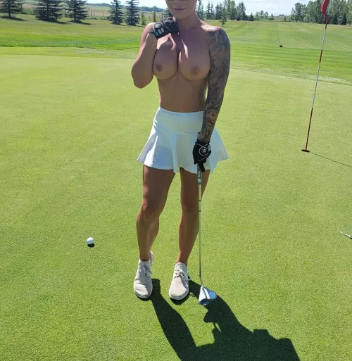 Golfing topless after losing the bet and now the winner gets me as a 19th hole.
