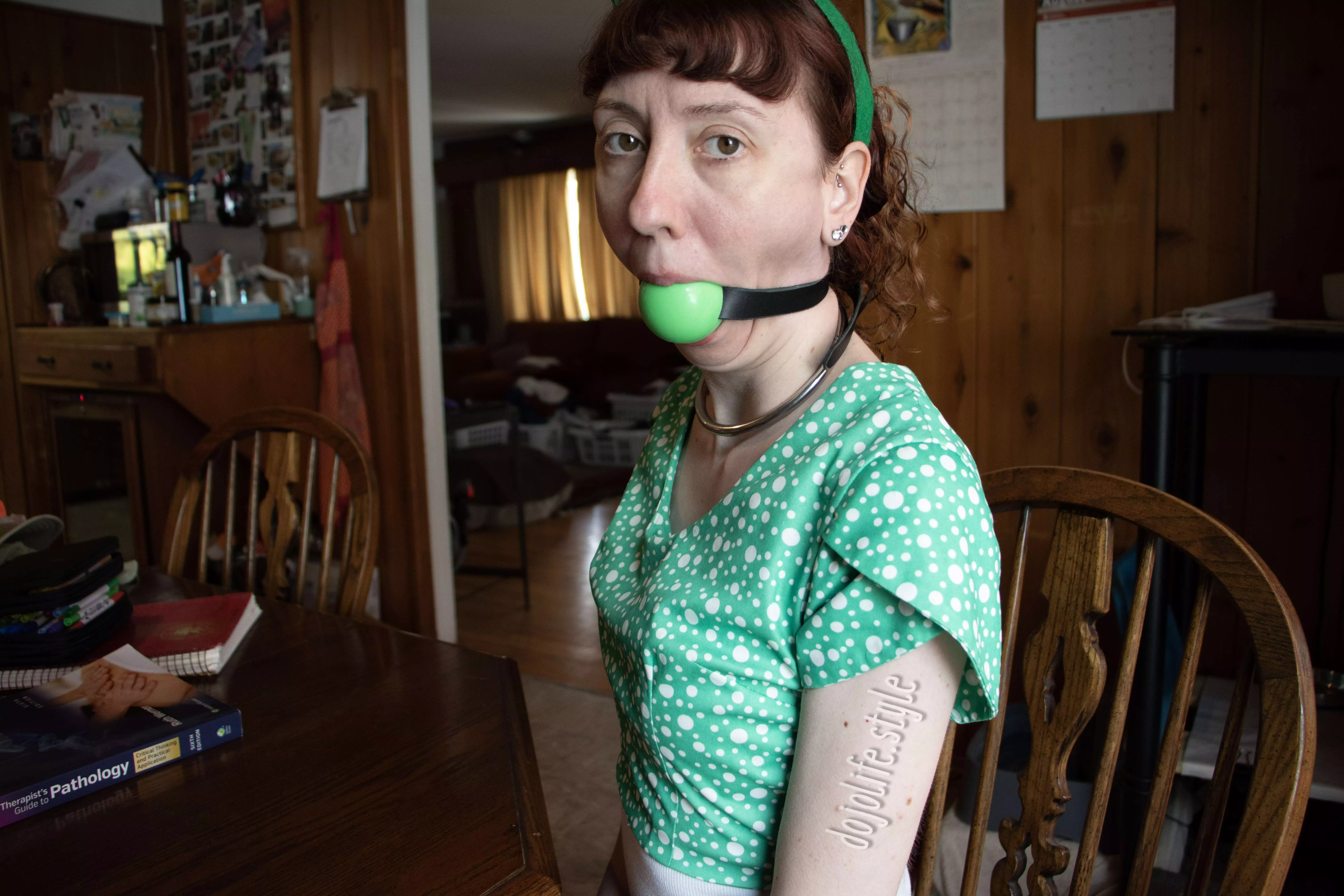 I love being silenced with a ball gag. Today's theme is green