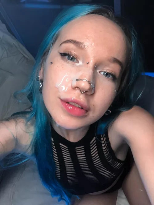 My face is adorned with your cum