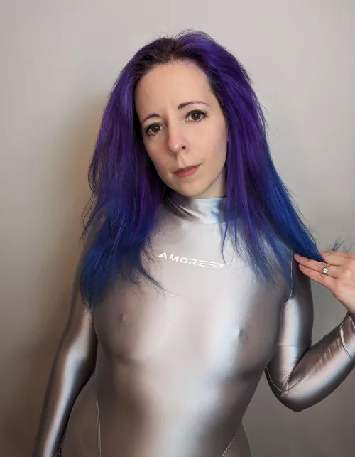 Second spandex catsuit, I did NOT expect the silver to be so much more nippley, I love it!