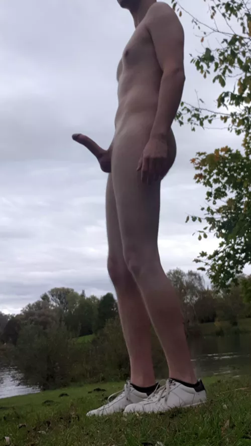 Showing my hard cock in a public park (21y/o)