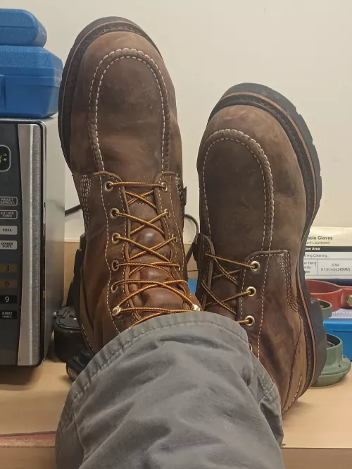 16 hour thanksgiving shift in two week old thorogood 1957's. So far so good.