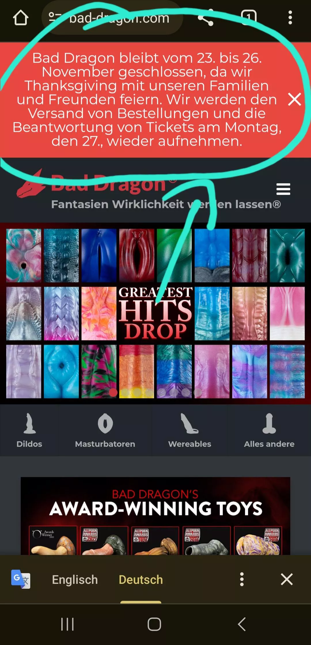 Blank black screen on website after note disappears