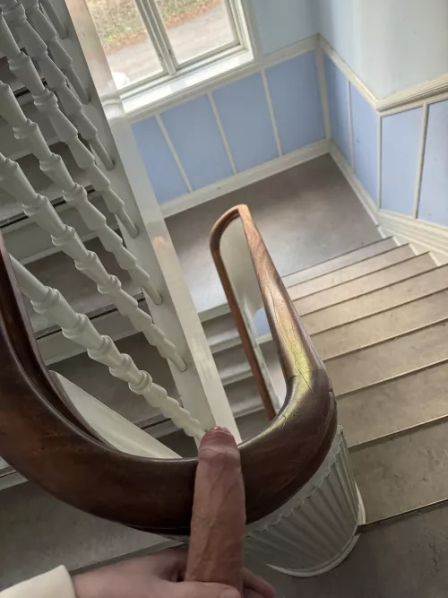 Daddy having fun in the hallway