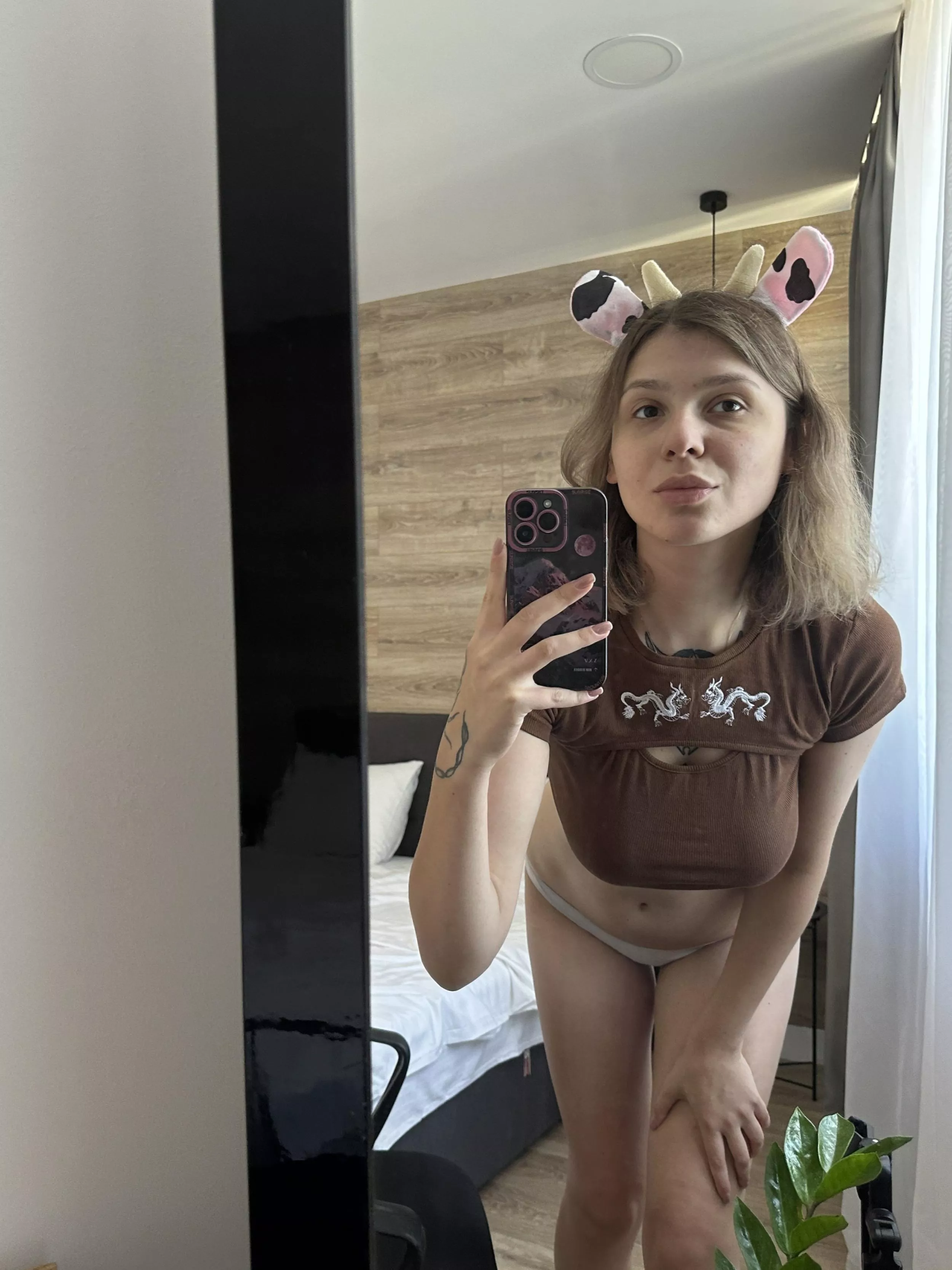 Got my cow ears on, ready to graze... on you