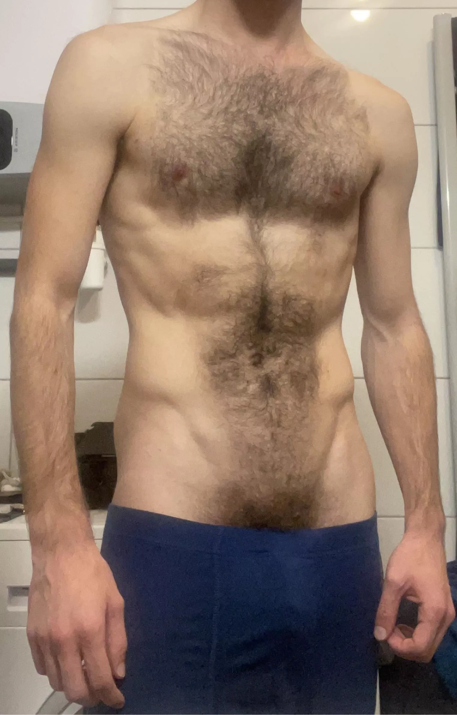 Had a hard to [m]ake my body more trained. V-lines were in program