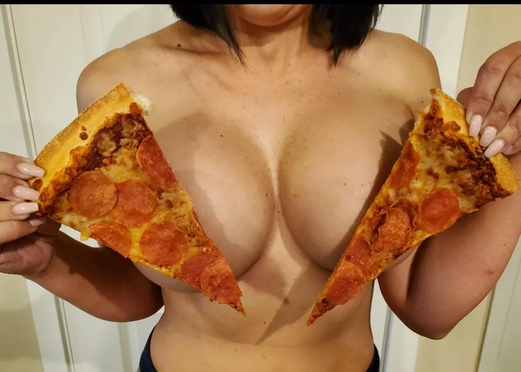 Not everyone had turkey today. The best combination has to be pizza and boobs