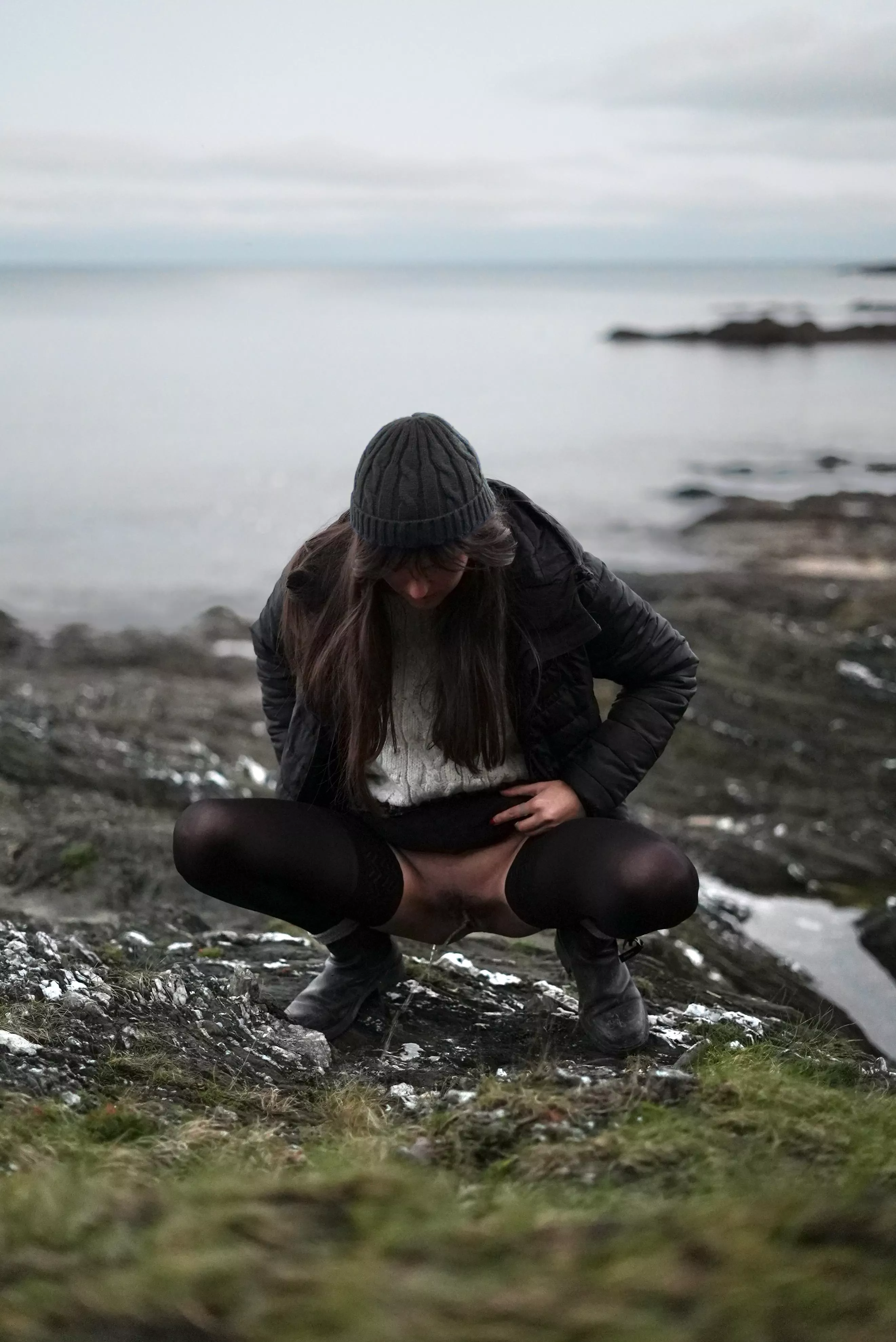 What's salty and wet and trickles over the rocks on the shore?