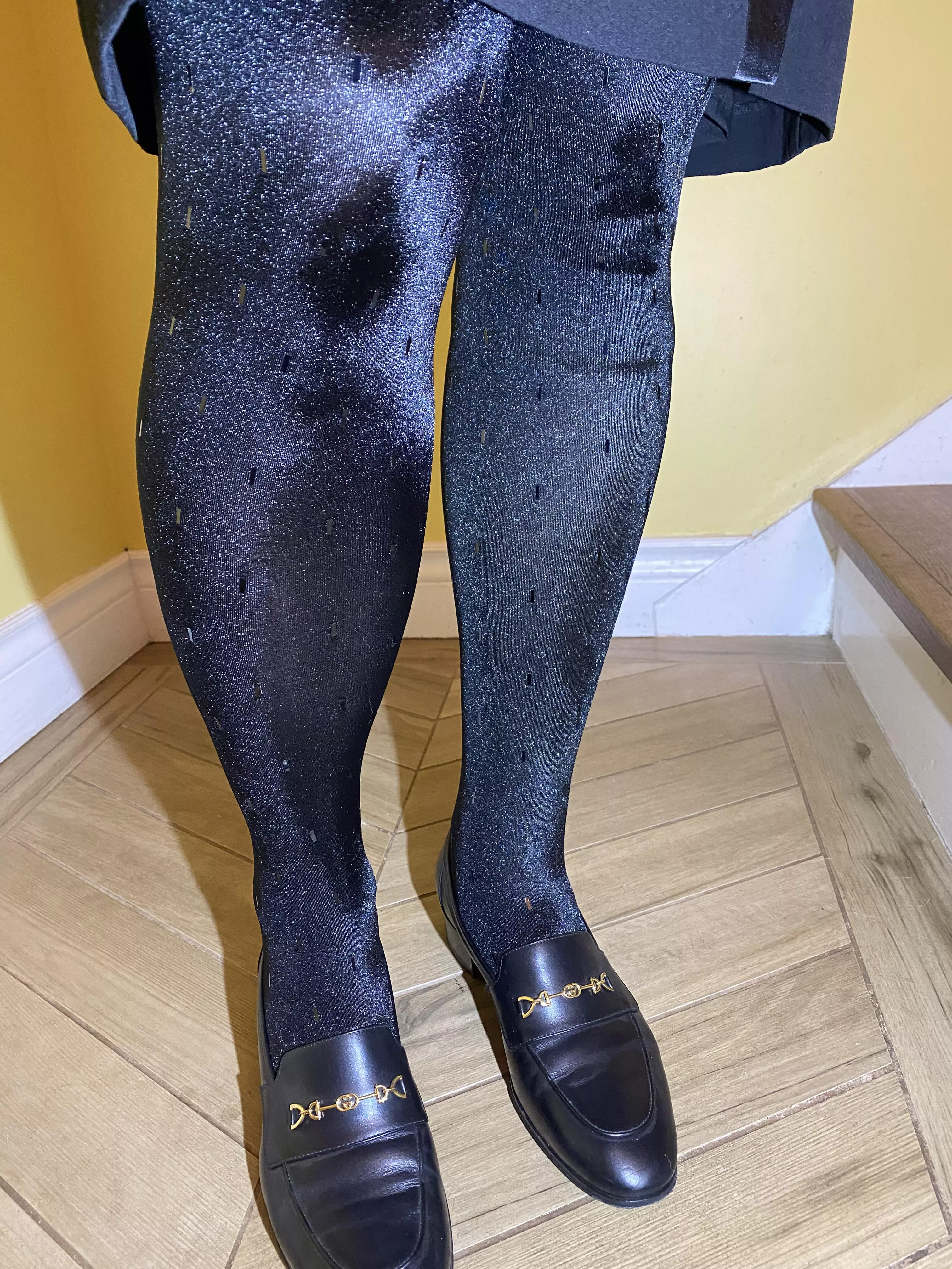 Wolford “Romy” tights. Similar to Satin Deluxe but with the little sequins on them