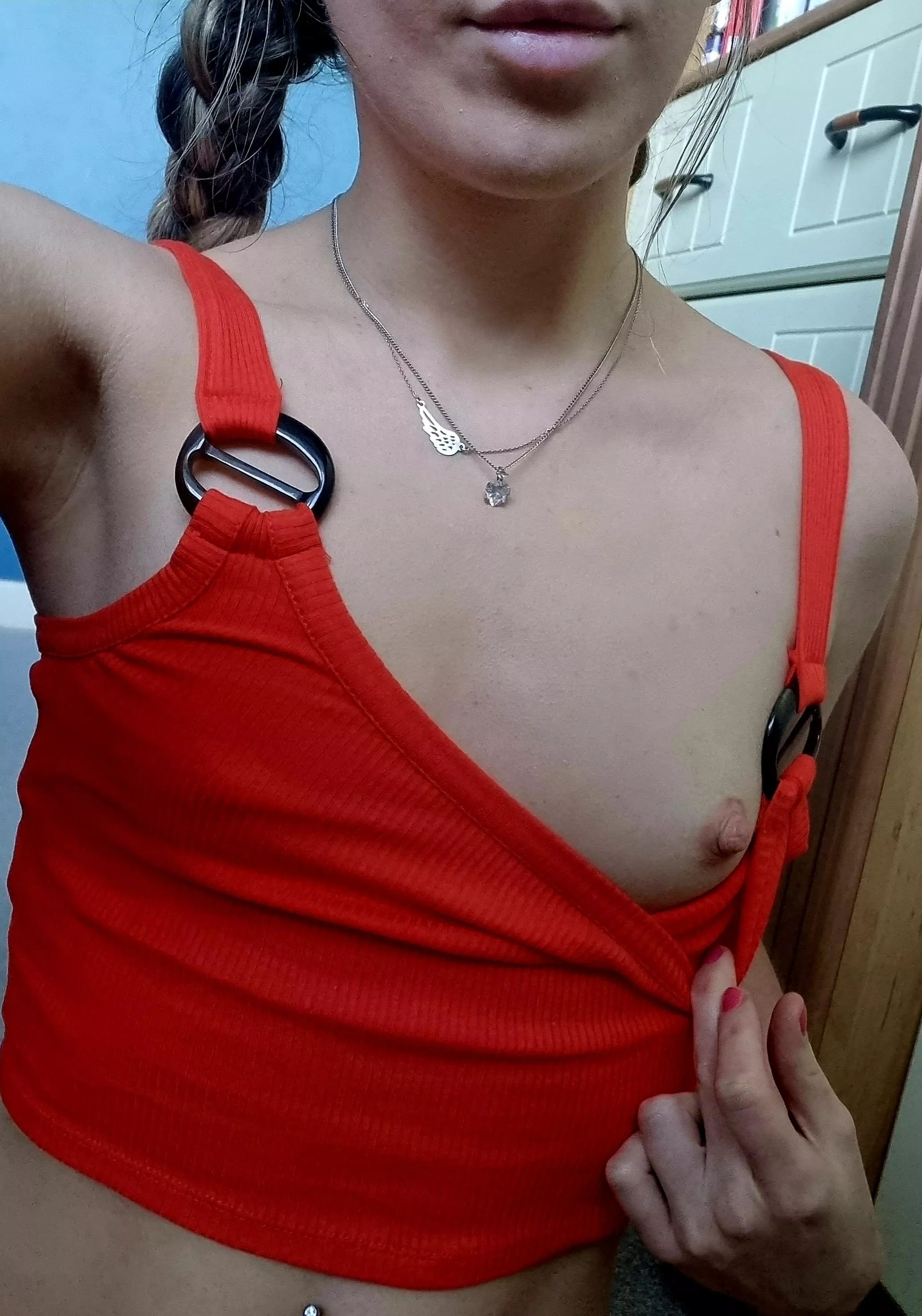 Would you be hard even touching my totally flat chest? Be honest <3