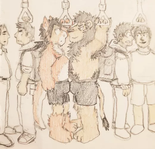 Belly Kissing on a Crowded Train by WolfSL