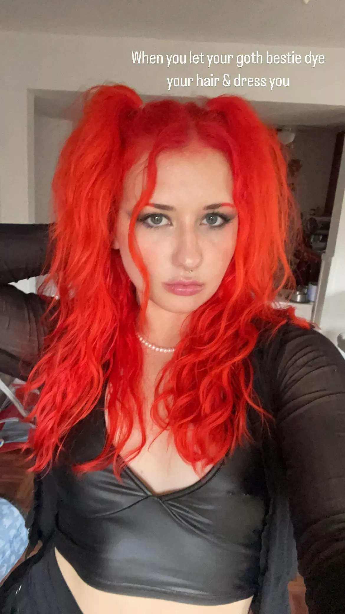 Cutie in a leather crop top